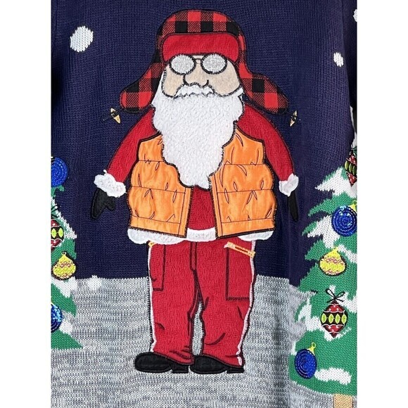 Jolly Sweaters 3D Santa Dressed for Winter Christmas Ugly Sweater Adult Small - Picture 5 of 7